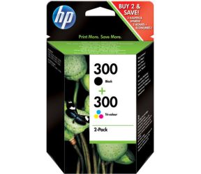 HP 300 original ink cartridge black and tri-colour standard capacity 2 x 4ml black: 200 pages, colour: 165 pages 2-pack