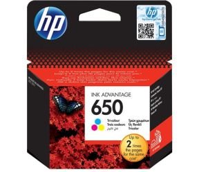 HP 650 ink cartridge tri-colour standard capacity 200 pages 1-pack